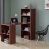 Basicwise Computer Writing Workstation Table with Combo Bookshelf Bookcase, Large Cherry QI004018.CR.M